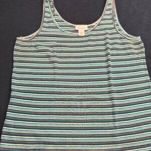 Aqua Blue, Black & White Tank Top